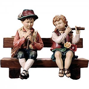 1029 - Flötenspieler und Querflötenspielerin auf Bank