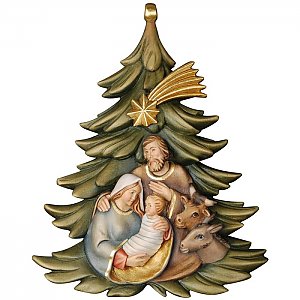 8219 - Baumbehang: Christbaum mit Familie, Ochs und Esel